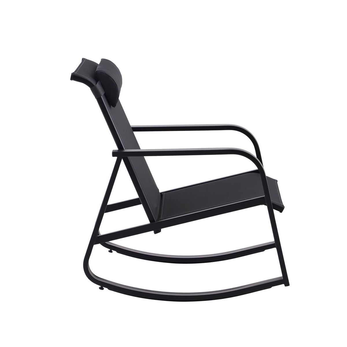 Velmora™ Dashwood Steel 3-Piece Rocker Outdoor Chat Set, Black