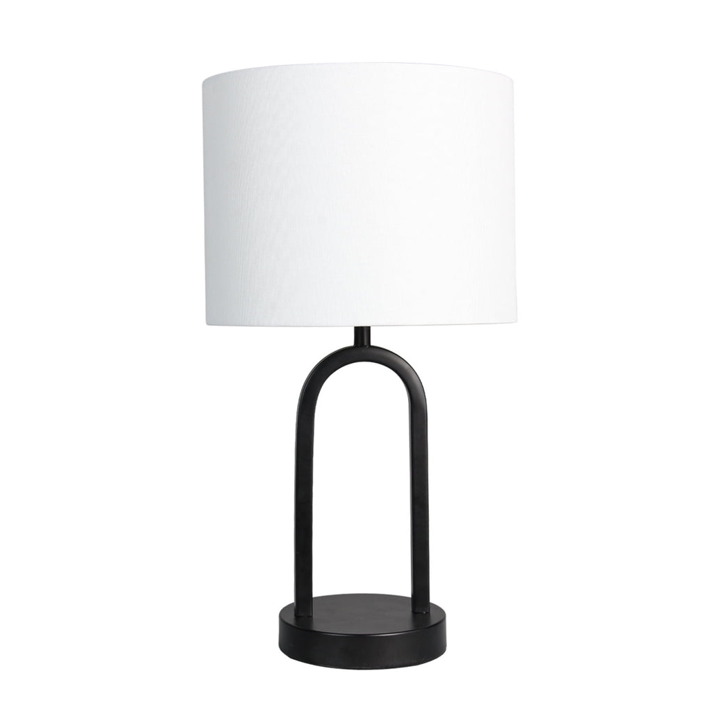 Velmora™ (3 pack) 16.75 in Black Metal Arch Table Lamp with White Fabric Shade