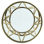 Velmora™ Couture Delsy Geometric Round Glass Top End Table, Gold