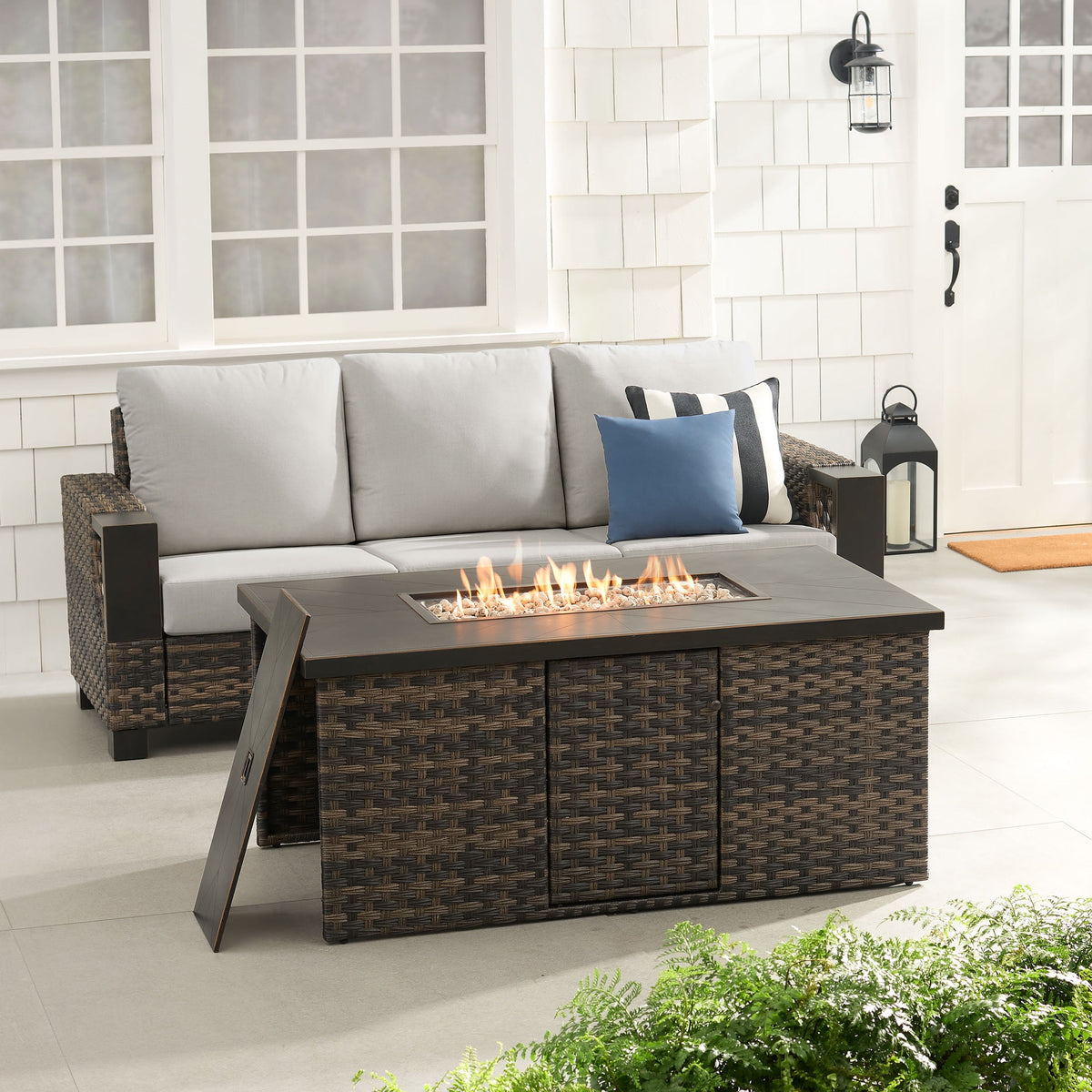 Velmora™ Rockport 4-Piece Outdoor Conversation Set with Firepit Table