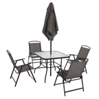 Velmora™ Albany Lane 6-Piece Steel Outdoor Patio Dining Set with Umbrella, Gray
