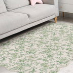 Velmora™ Green Floral Faux Fur Scalloped Indoor Area Rug, 4 ft x 5 ft 6 in
