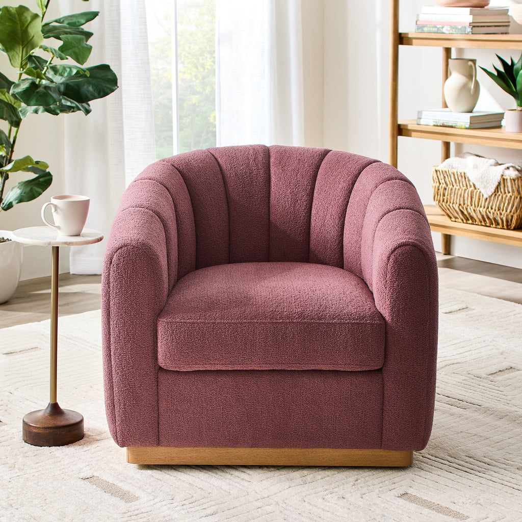Velmora™ Lillian Accent Swivel Chair, Rose Boucle