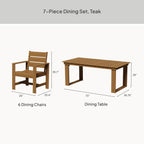 Velmora™ Ezra 7-Piece Outdoor HDPE Dining Set, Teak