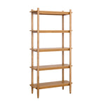 Velmora™ Springwood 5 Shelf Bookcase with Solid Wood Frame, Light Honey Finish