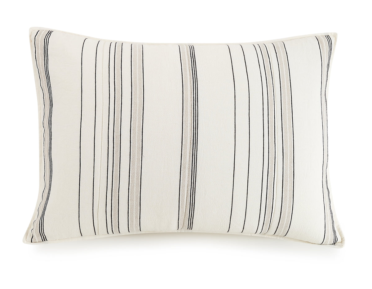 Velmora™ Ticking Stripe Cotton Quilt, Off-White, Full/Queen, All Ages