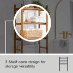 Velmora™ Springwood Acacia Wood over-the-Toilet Space Saver Cabinet, 3 Shelves, Honey