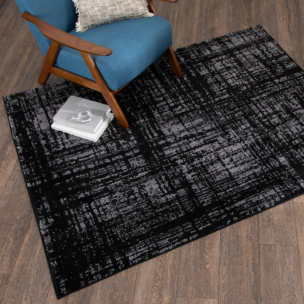 Velmora™ 60"x79" Black and Gray Abstract Indoor Area Rug