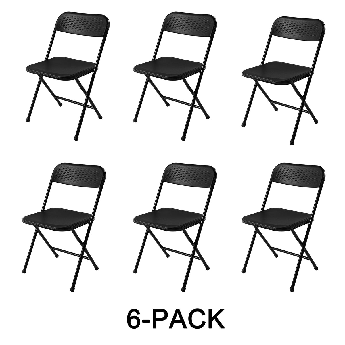 Velmora™ Banquet Resin Folding Chair, Black, Set of 6