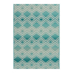 Velmora™ Aqua Geometric Outdoor Rug, 6 ft 6 in x 9 ft 6 in