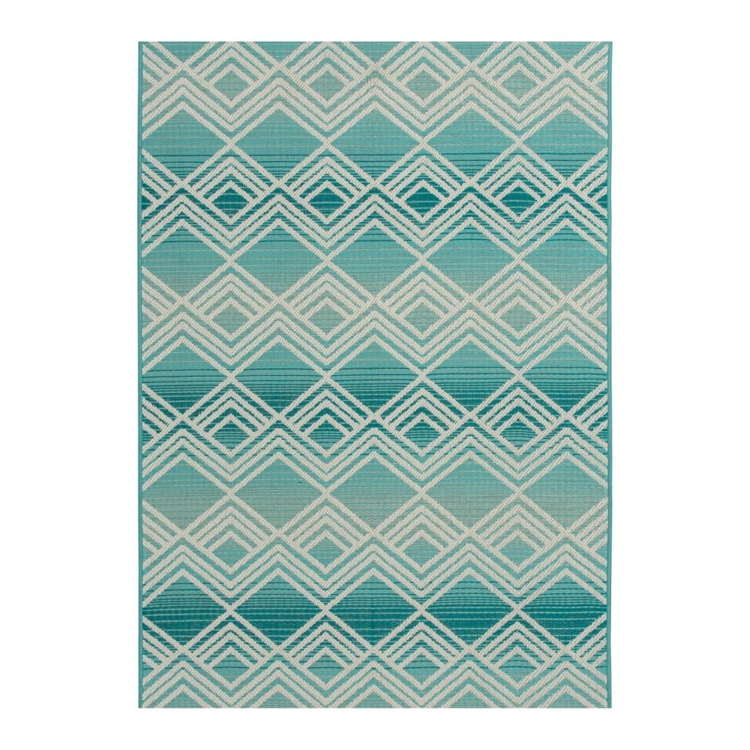 Velmora™ Aqua Geometric Outdoor Rug, 6 ft 6 in x 9 ft 6 in