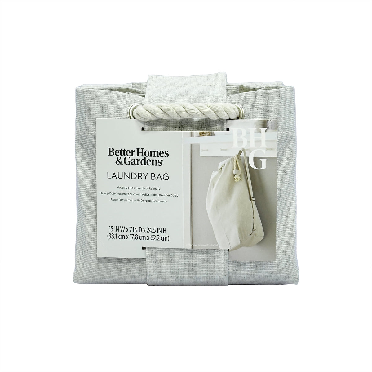 Velmora™ (2 pack) Polyester and Cotton Canvas Laundry Bag, Gray, 15 in W x 7 in D x 24.5 in H