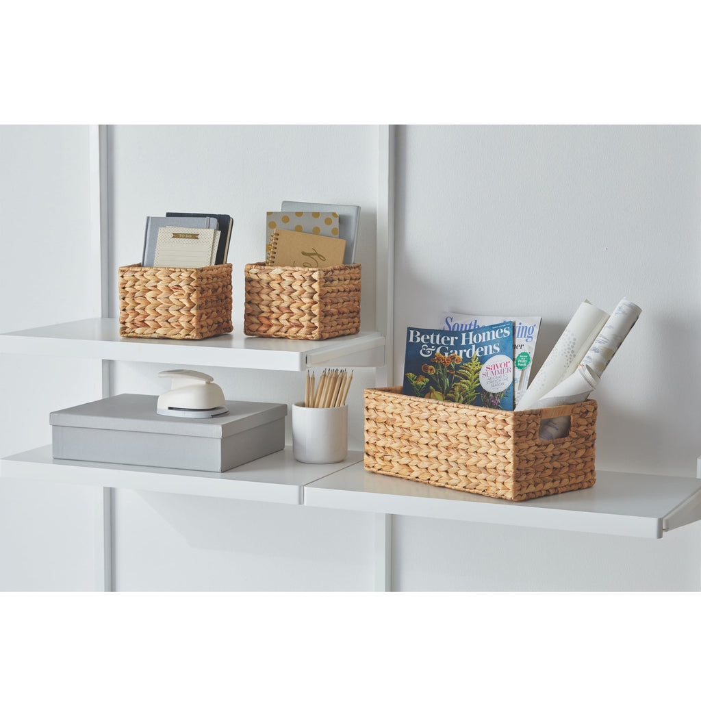 Velmora™ (2 pack) 3-Piece Natural Woven Water Hyacinth Decorative Storage Basket Set, Large Basket 16.14 in x 6.69 in x 5.9 in