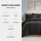 Velmora™ Down Alternative Reversible 5-Piece Bed-in-a-Bag Comforter Set, Black, Twin/Twin-XL