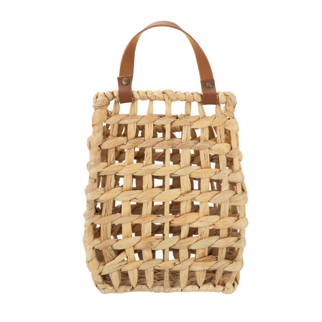 Velmora™ (2 pack) Water Hyacinth Hanging Basket with Faux Leather Strap