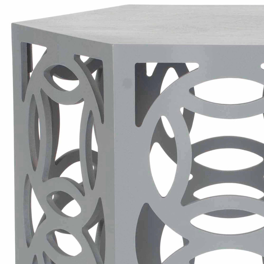 Velmora™ Natanya Geometric Hexagon Side Table, Pearl Blue Grey