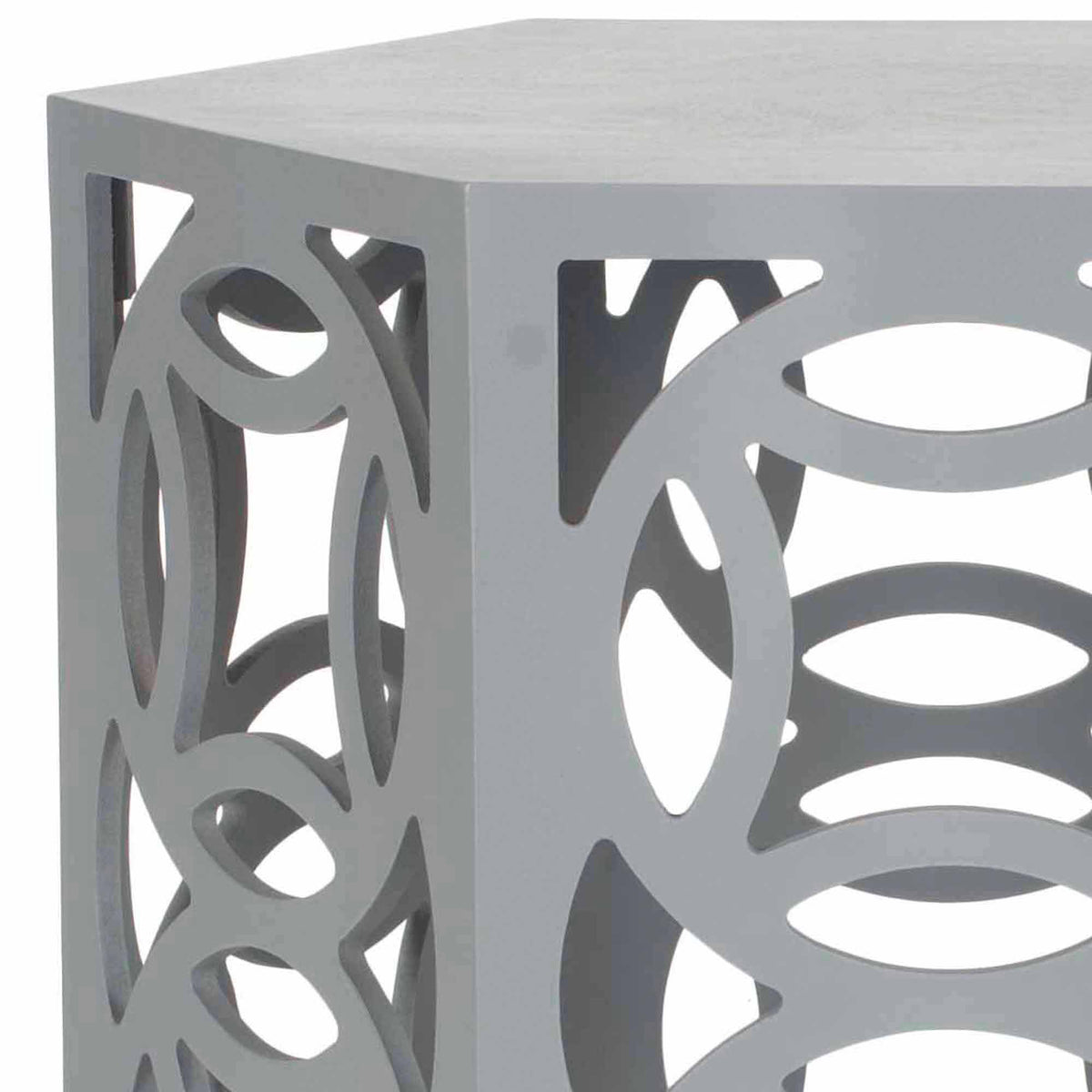 Velmora™ Natanya Geometric Hexagon Side Table, Pearl Blue Grey