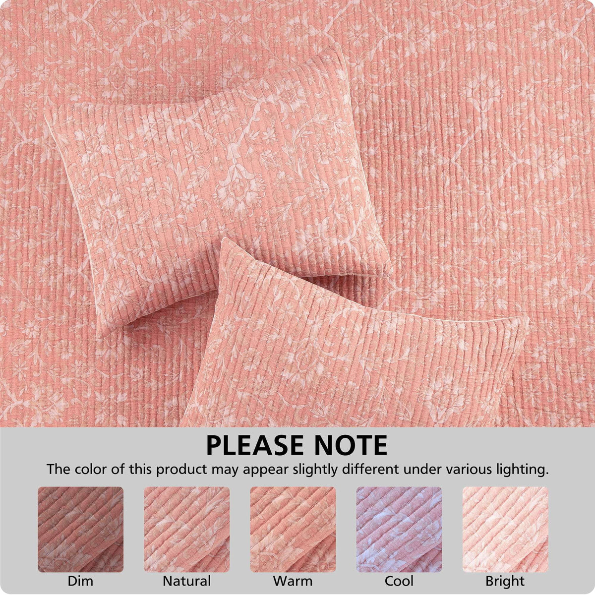 Velmora™ Garment-Washed Matelasse Quilt, King, Reversible, Terracotta Floral