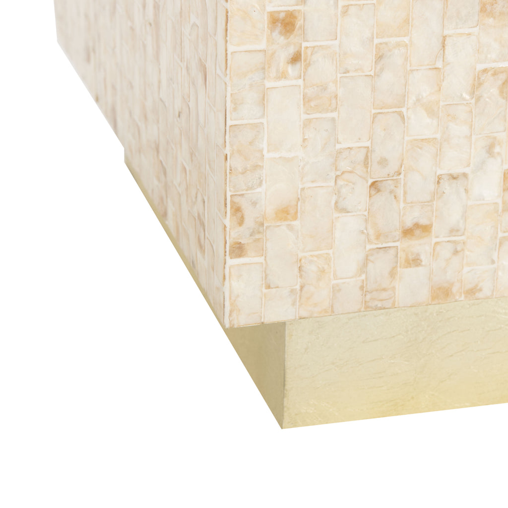 Velmora™ Juno Glam Mosaic Square Top Side Table, Beige/Gold