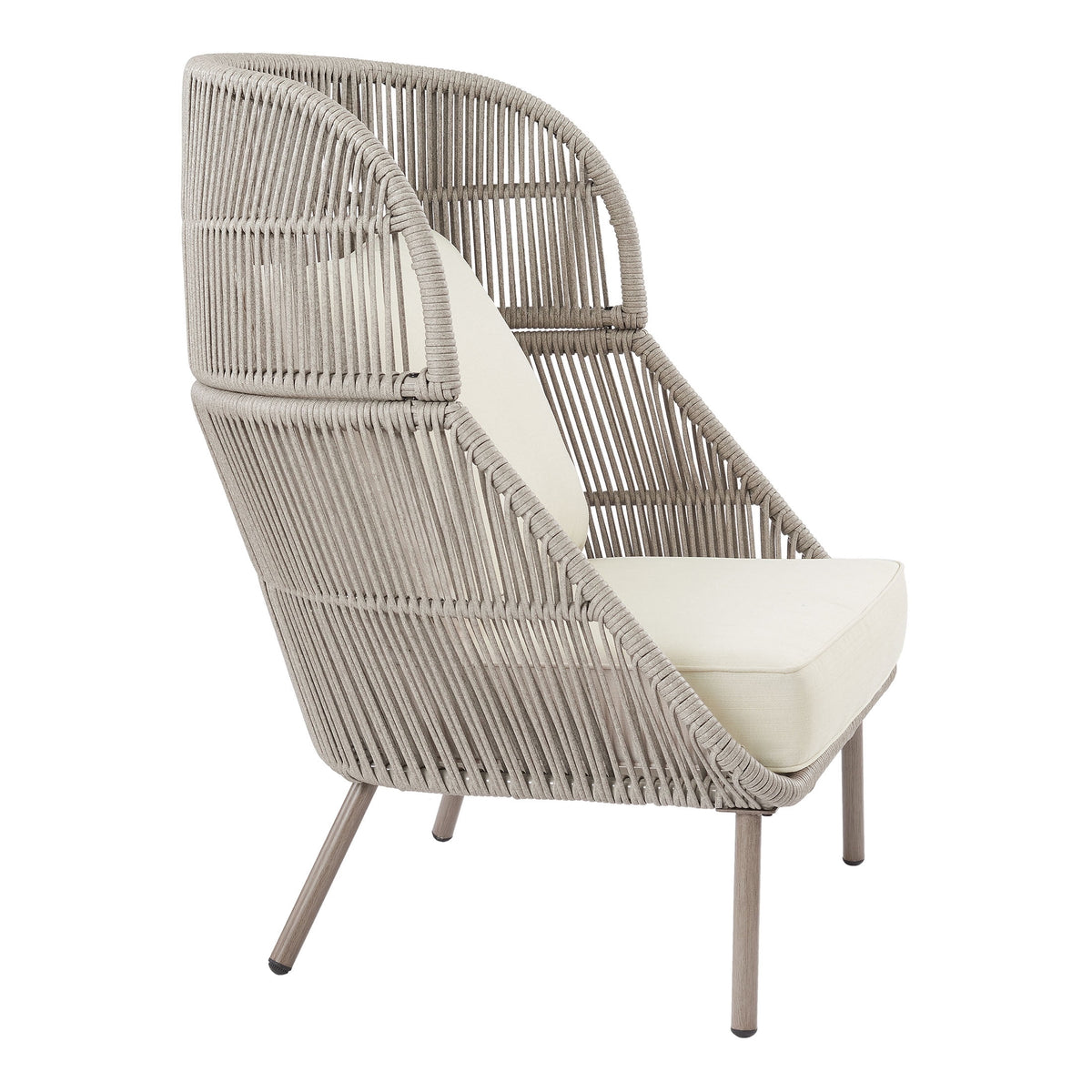 Velmora™ Tarren Beige Outdoor High-Back Accent Chair with Cushions