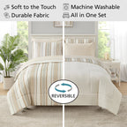 Velmora™ Bed in a Bag Bedding Set, 7 Piece, King, Beige Stripe