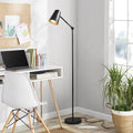Velmora™ 64 in Black Architect Floor Lamp, Matte Metal Finish