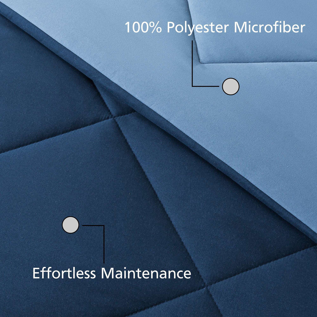 Velmora™ Reversible Microfiber Comforter, Navy, Full/Queen