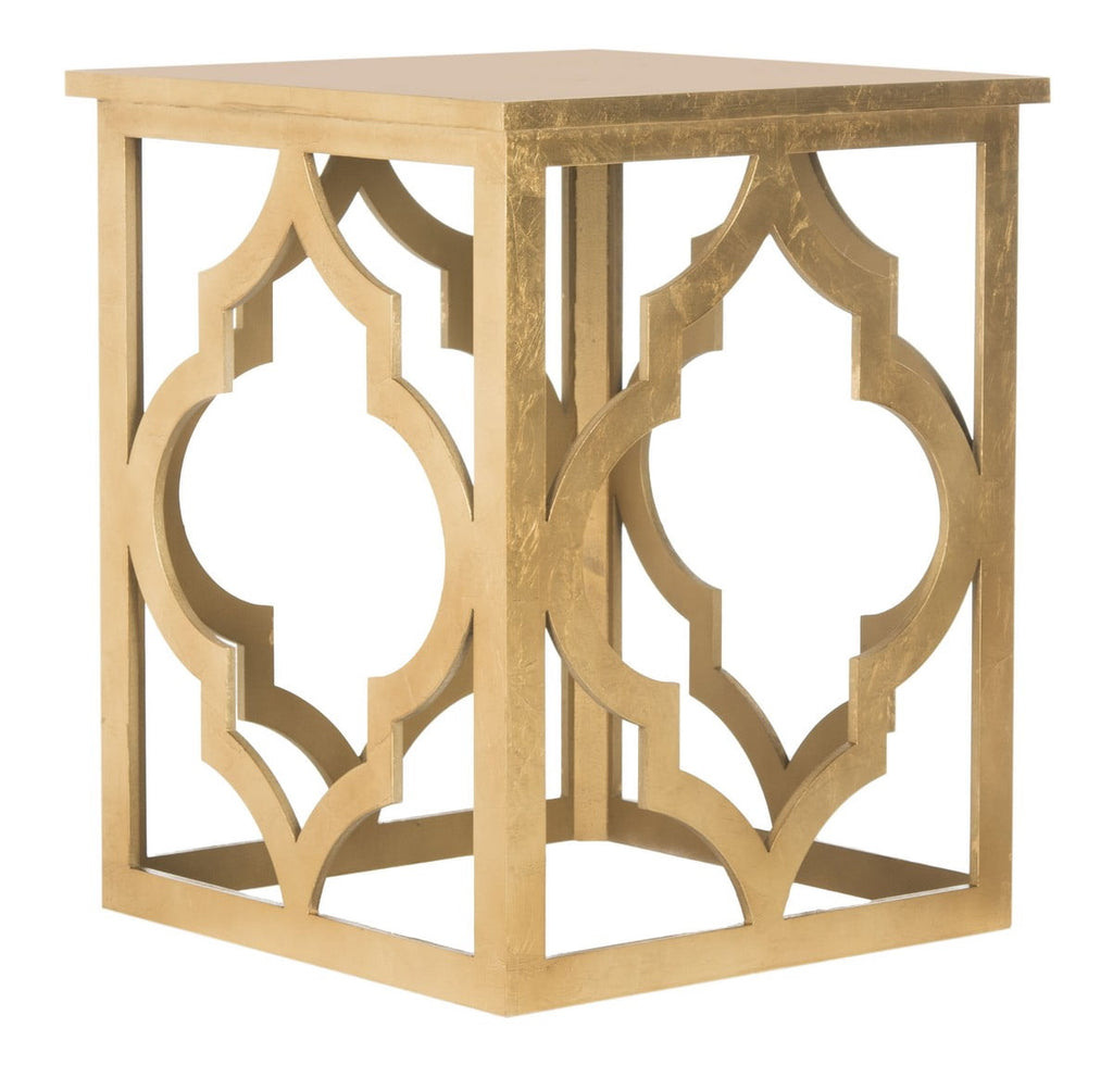 Velmora™ Milo Trellis Glam Gold Leaf Wood End Table, Gold