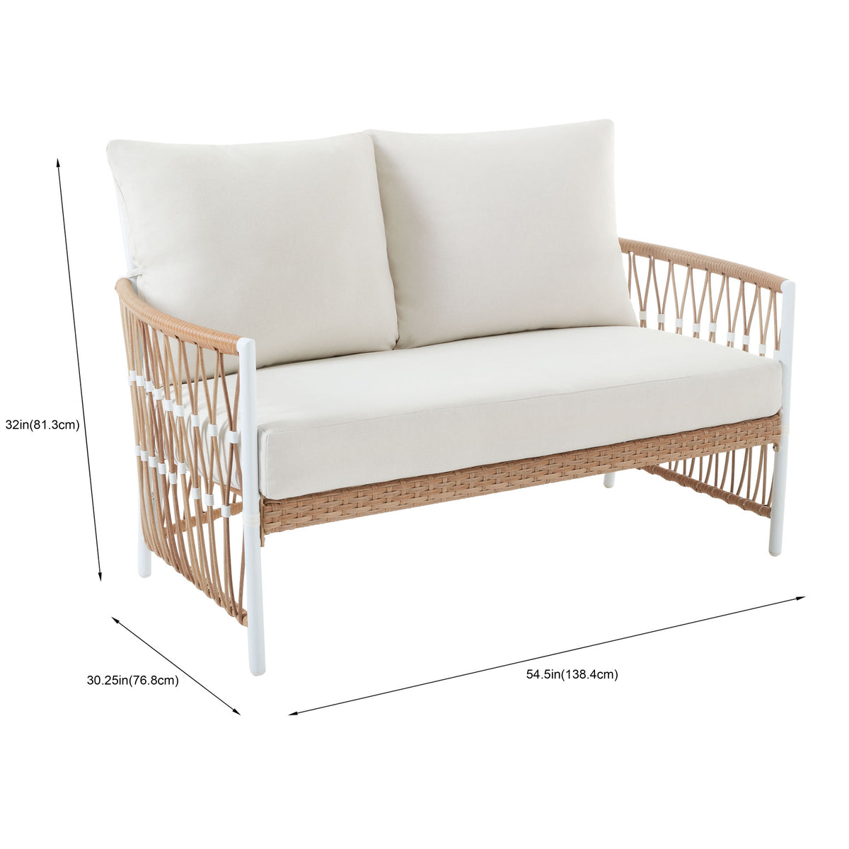 Velmora™ Lilah Outdoor Wicker Loveseat with White Cushions