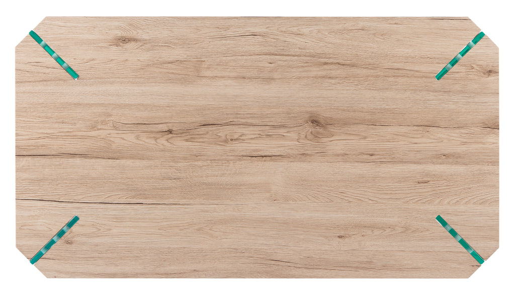 Velmora™ Katelyn Rect. Contemporary Glass Leg Coffee Table, Natural