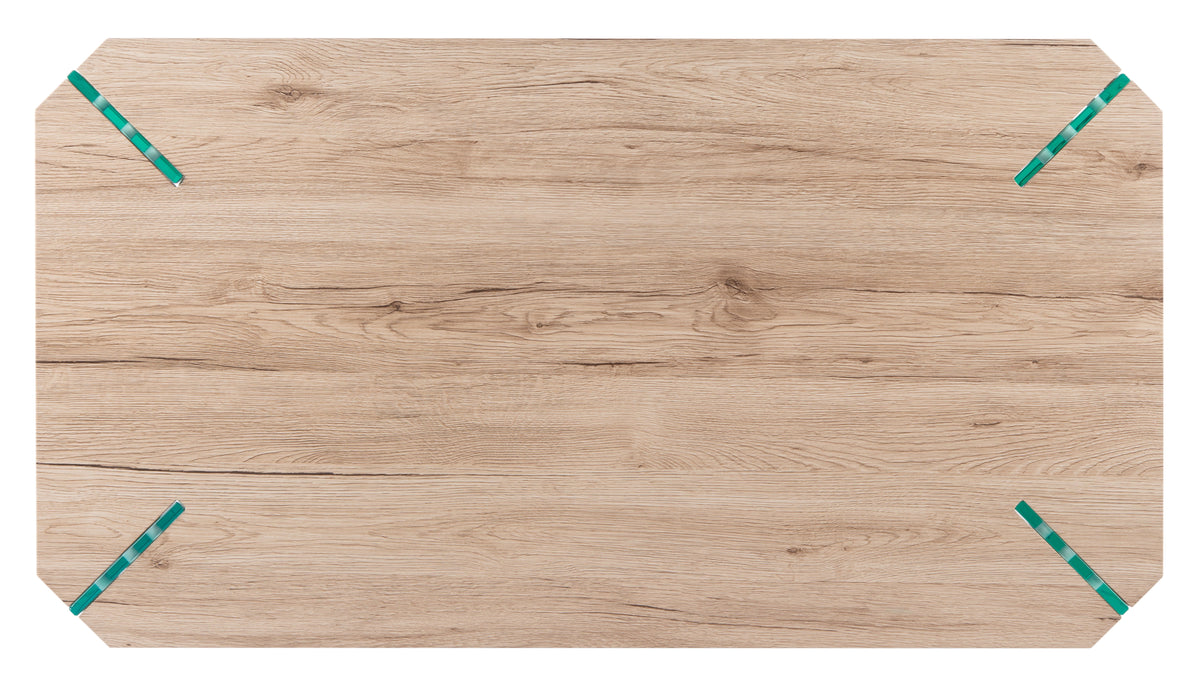 Velmora™ Katelyn Rect. Contemporary Glass Leg Coffee Table, Natural