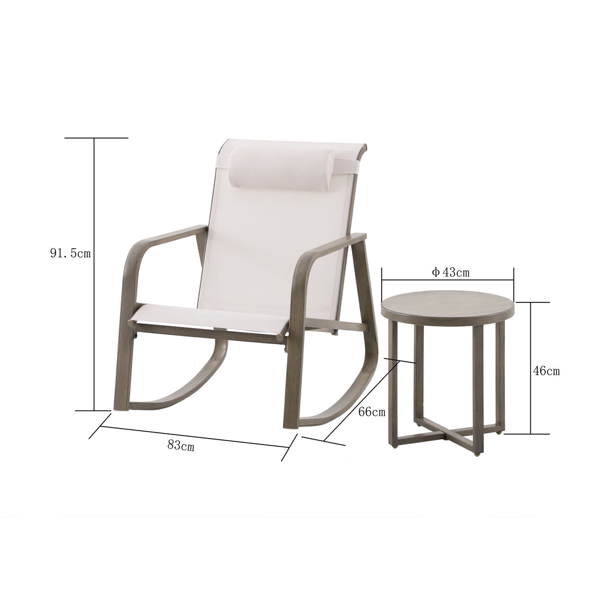 Velmora™ Dashwood 3-Piece Steel Outdoor Rocker Chat Set, Cream