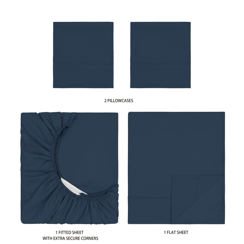 Velmora™ Super Soft Brushed Microfiber Bed Sheet Set, Blue Cove, King, 4 Piece