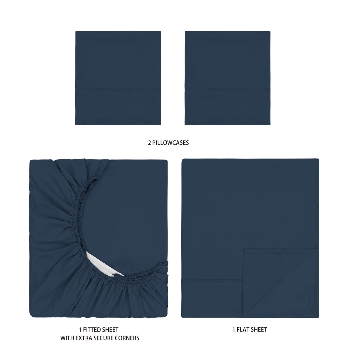 Velmora™ Super Soft Brushed Microfiber Bed Sheet Set, Blue Cove, King, 4 Piece