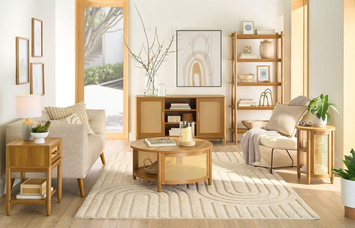 Velmora™ Springwood 5 Shelf Bookcase with Solid Wood Frame, Light Honey Finish