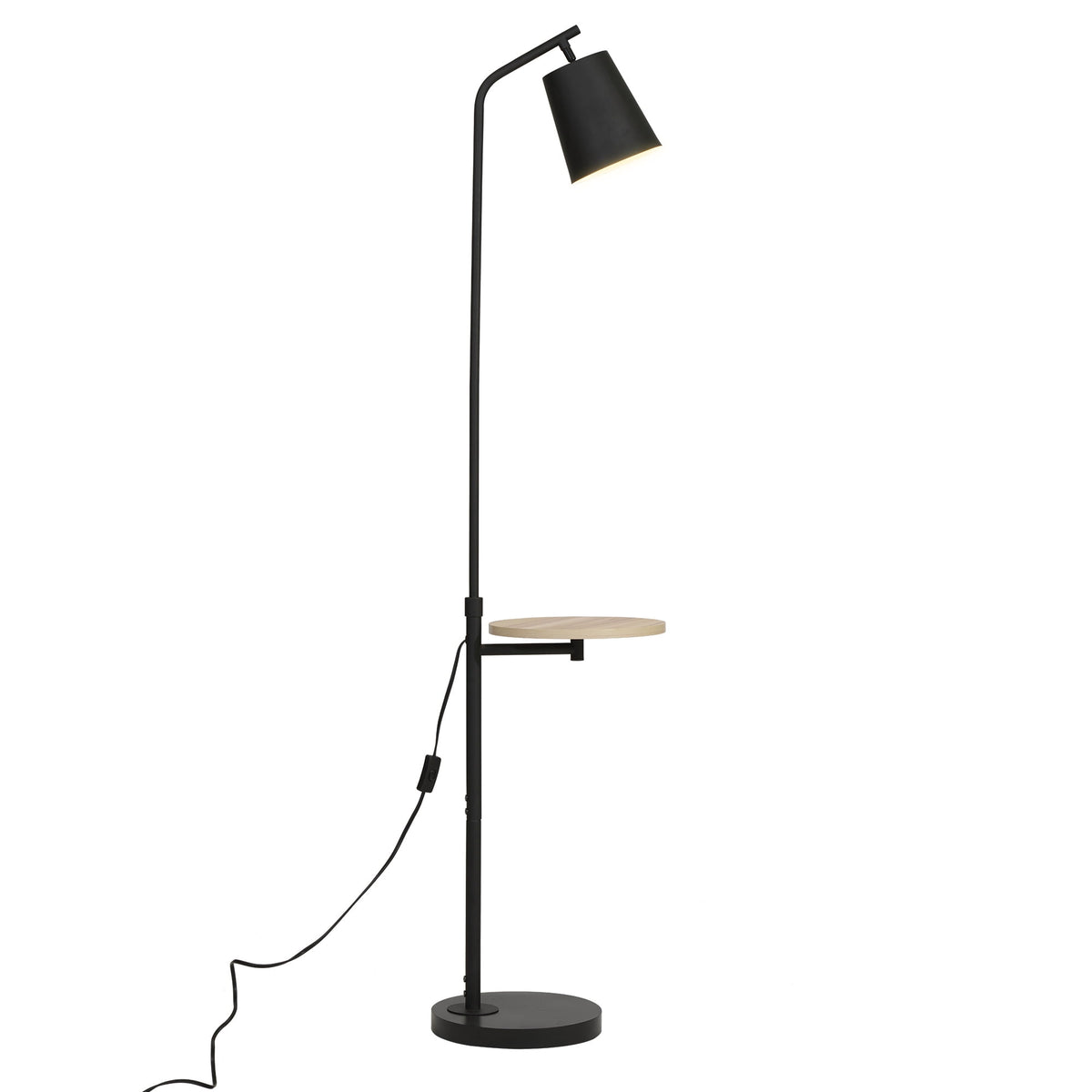 Velmora™ 65" Modern Adjustable Head Matte Black Floor Lamp with Black Conical