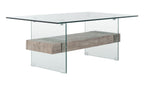 Velmora™ Kayley Retro 2 Tier Glass Coffee Table, Grey Oak