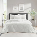 Velmora™ 7 Piece Crinkle Pleated Bed in a Bag Comforter Set with Sheets, Queen