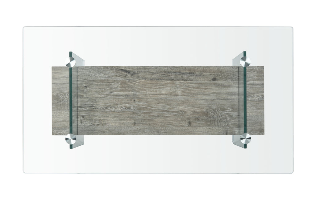 Velmora™ Kayley Retro 2 Tier Glass Coffee Table, Grey Oak