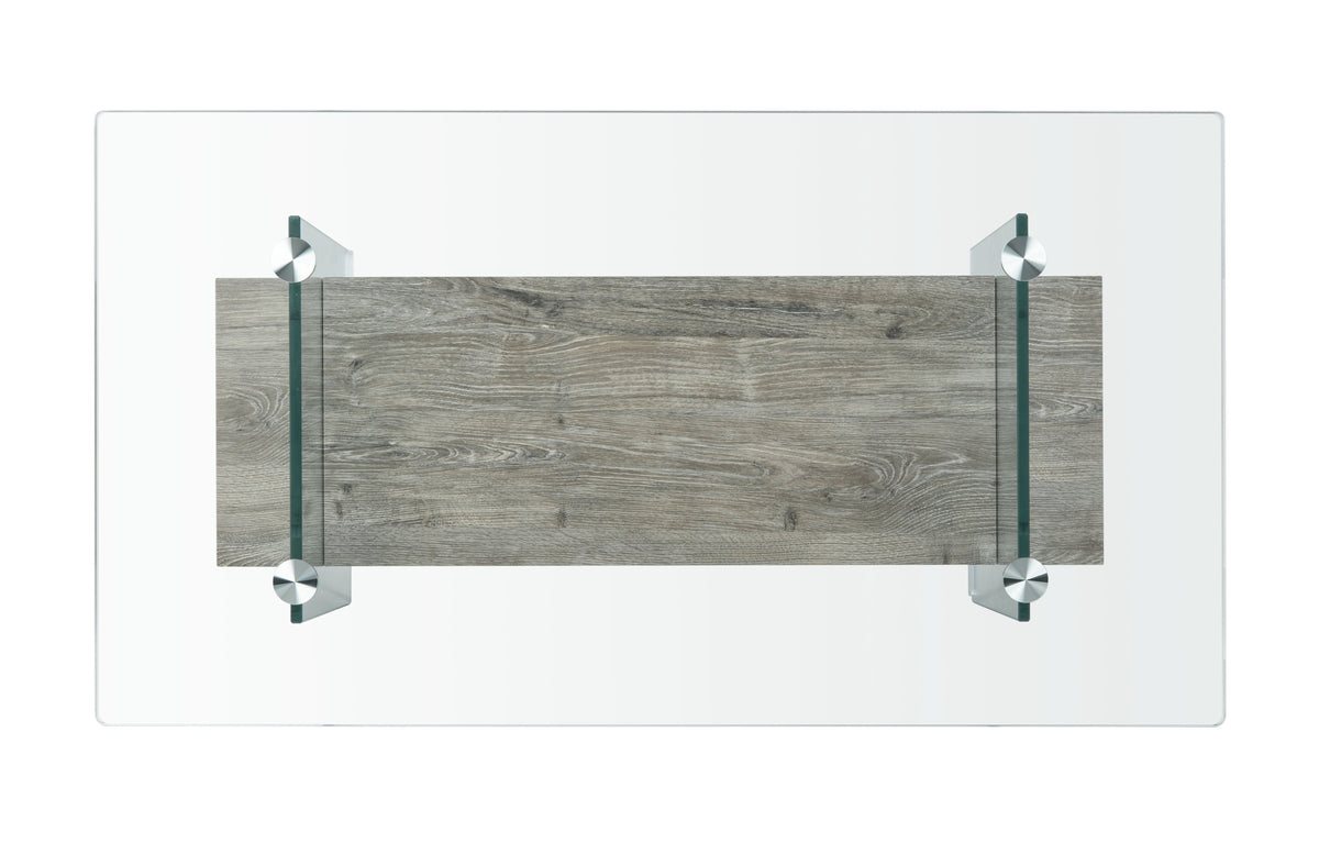 Velmora™ Kayley Retro 2 Tier Glass Coffee Table, Grey Oak
