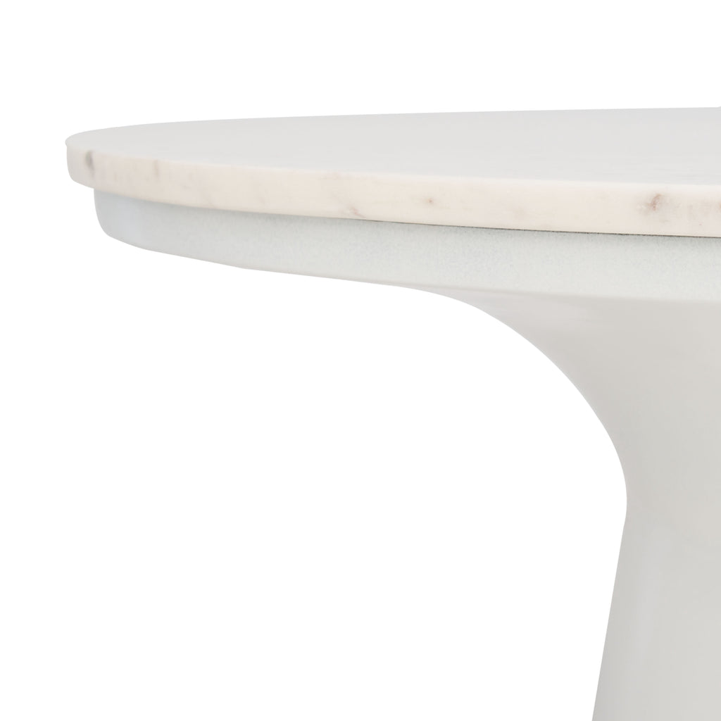 Velmora™ Mila Modern Round Pedestal Coffee Table, White Marble