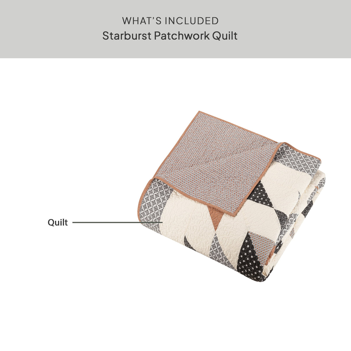 Velmora™ Starburst Patchwork Cotton Quilt, King Bedding