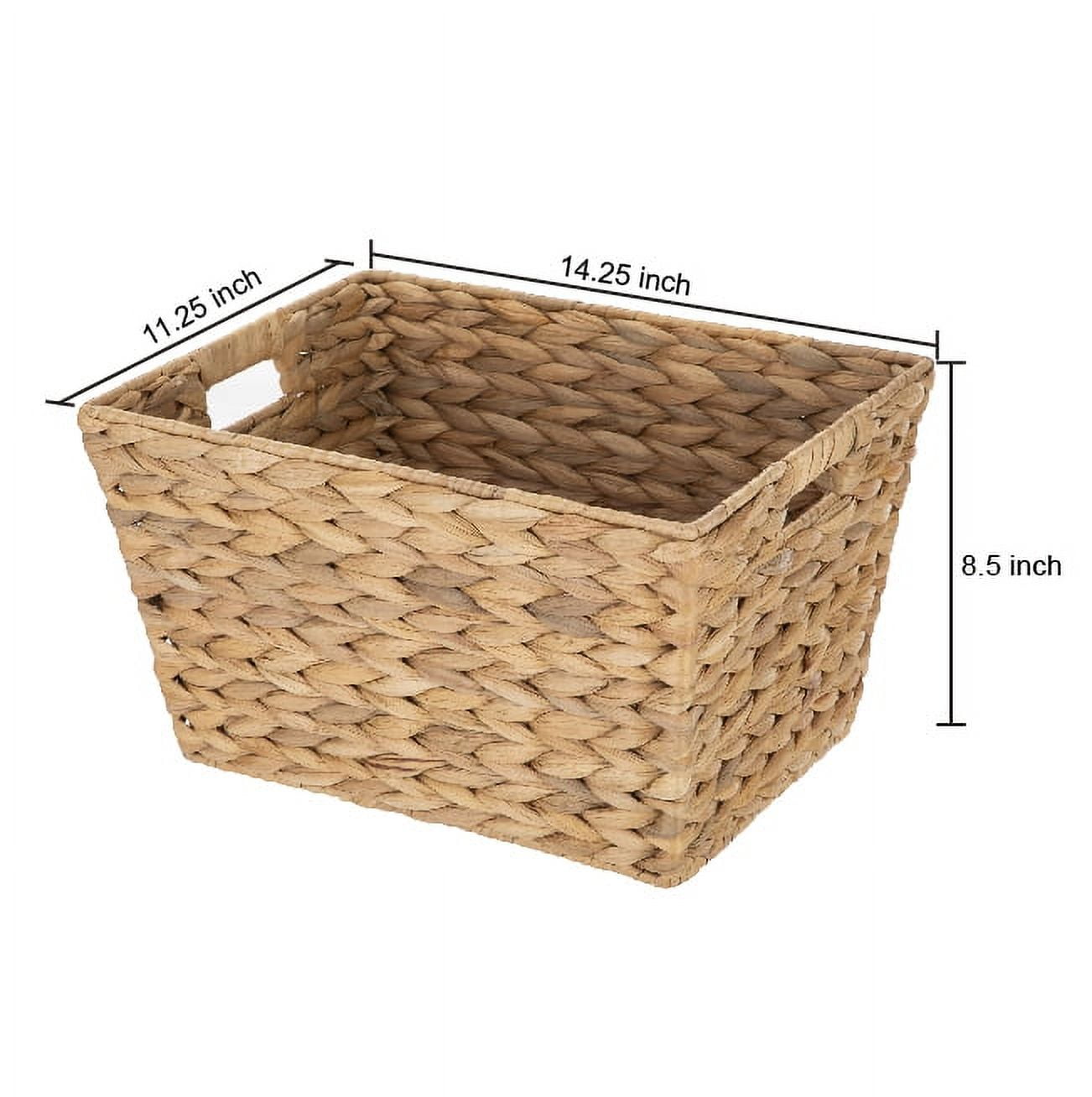 Velmora™ (2 pack) Large Water Hyacinth Decorative Storage Basket with Handles, 14 in x 11 in x 8.5 in