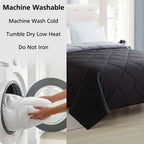 Velmora™ Full/Queen Comforter, All-Season Reversible Microfiber, Black