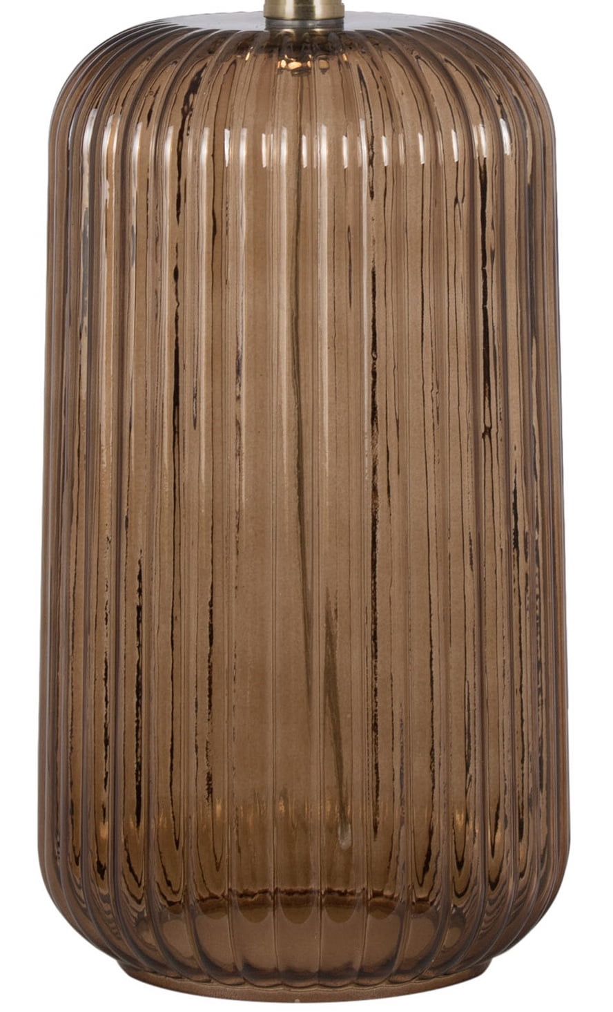 Velmora™ 23 in Ribbed Glass Table Lamp with White Shade, Brown Finish