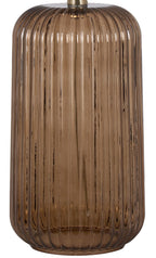 Velmora™ 23 in Ribbed Glass Table Lamp with White Shade, Brown Finish
