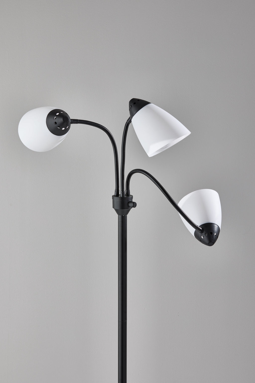 Velmora™ 3-Head Adjustable Floor Lamp, Black with White Plastic Shades, 68 in