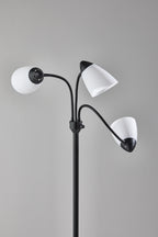 Velmora™ 3-Head Adjustable Floor Lamp, Black with White Plastic Shades, 68 in