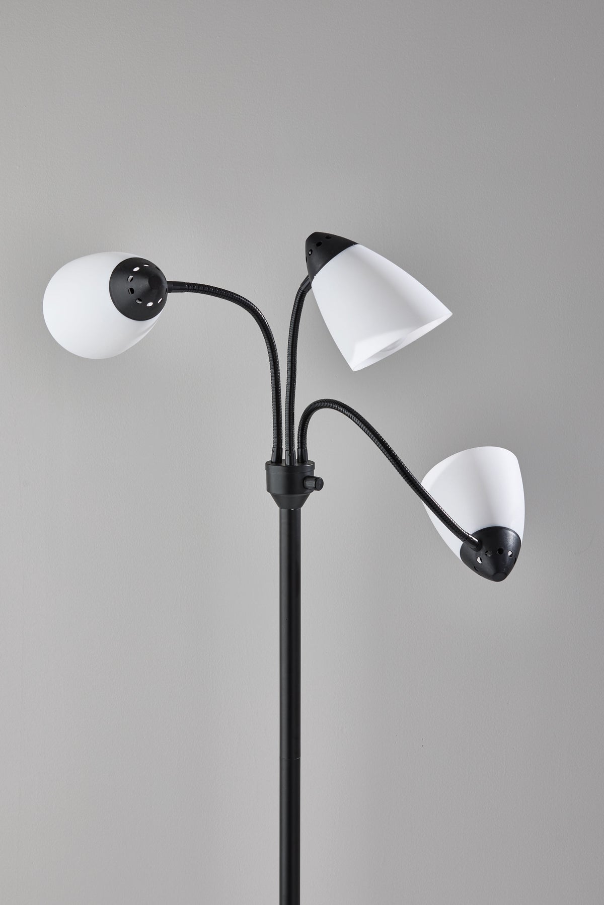 Velmora™ 3-Head Adjustable Floor Lamp, Black with White Plastic Shades, 68 in