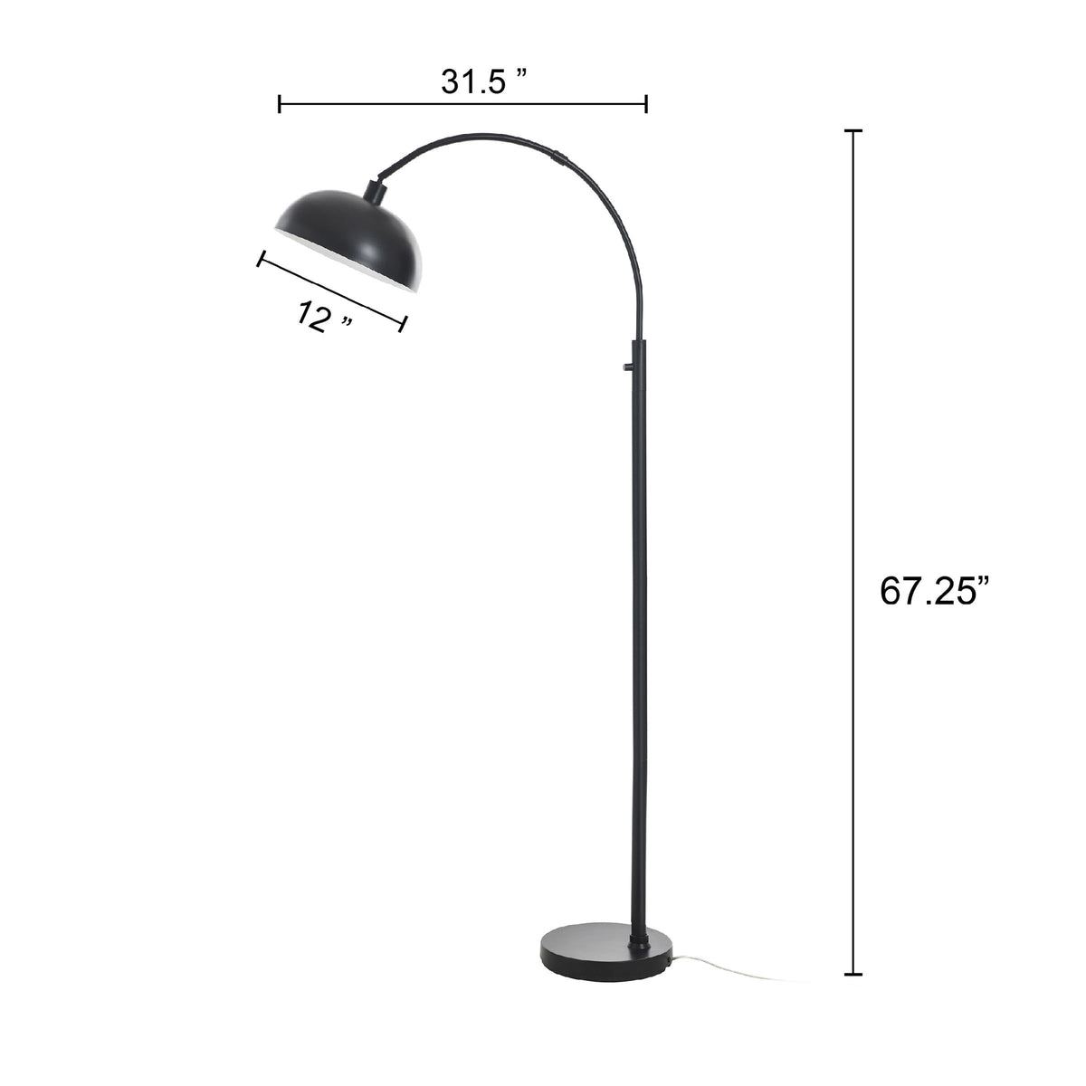 Velmora™ Black Finish Arch Dome Floor Lamp